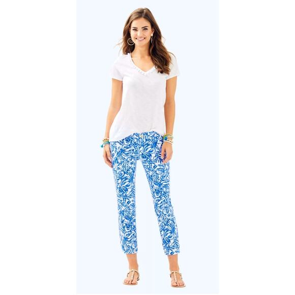Lilly Pulitzer Sadie Stretch Crop Chino in Resort‎ White On A Roll Size 2 - Picture 2 of 11